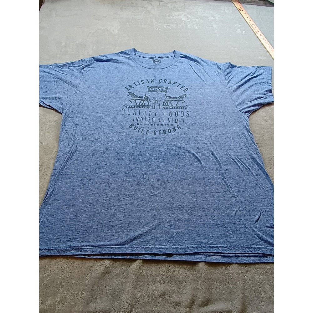 Levi's Mens Graphic Tee Artisan Crafted Blue XXL Short Sleeve Built Strong